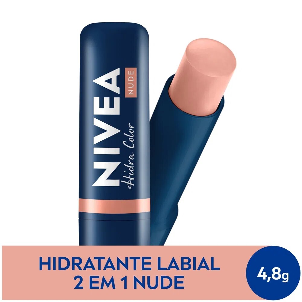 PROTETOR LABIAL NIVEA HIDRA COLOR 2 EM 1 NUDE 4 8G Drogão Super