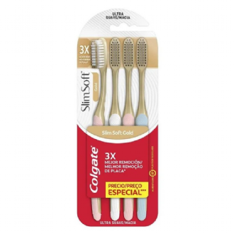 ESCOVA DENTAL COLGATE SLIM SOFT GOLD ULTRA SUAVE/ MACIA 4UN