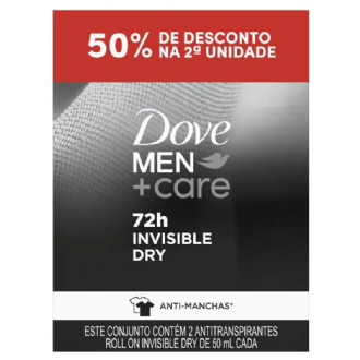 Desodorante Antitranspirante Roll On Dove Men+Care Invisible Dry 2 Unidades de 50ml Cada