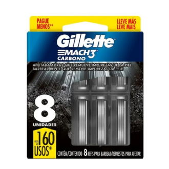 Carga Gillette Mach3 Carv�o Ativado 8 Unidades