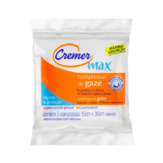 COMPRESSA DE GAZE CREMER MAX 15CM X 30CM PACOTE 5 UNIDADES