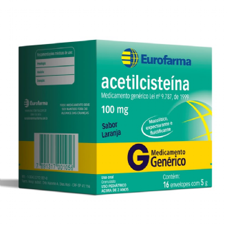 ACETILCISTENA 100MG 16 ENVELOPES EUROFARMA