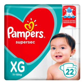 PAMPERS SUPERSEC TAMANHO XG 22 UNIDADES