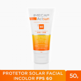 PROTETOR SOLAR FACIAL IMECAP SEM COR ACTSUN FPS60 COM 50G