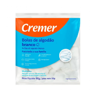 BOLAS DE ALGOD�O CREMER BRANCO 50g