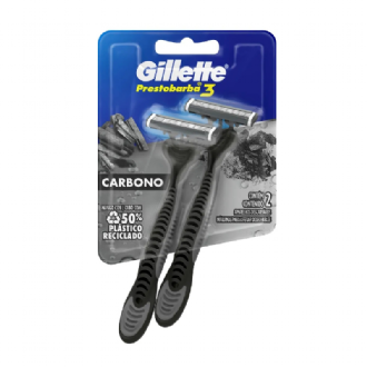 APARELHO DE BARBEAR DESCART�VEL GILLETTE PRESTOBARBA 3 CARV�O ATIVADO 2 UNIDADES
