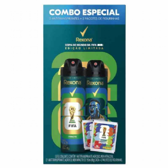 Kit Rexona Antitranspirante Aerosol 72h MenxtraCool 150ml + MenImpacto 150ml  + 2 Pacotes de Figurinhas Edi��o Limitada Copa do Mundo FIFA