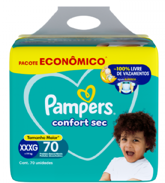 FRALDA PAMPERS CONFORT SEC XXXG 70UN
