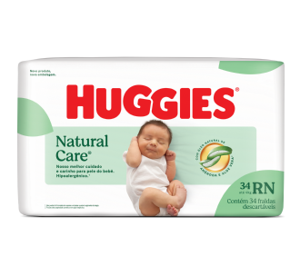 FRALDA HUGGIES NATURAL CARE RN COM 34 UNIDADES
