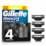 CARGA REFIL PARA APARELHO DE BARBEAR GILLETTE MACH3 CARBONO 4 UNIDADES