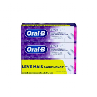 CREME DENTAL ORAL-B 3D WHITE 6 UNIDADES 70G