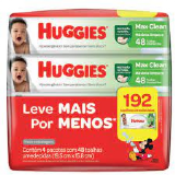 LENO UMEDECIDO HUGGIES MAX CLEAN - 4 PACOTES COM 48 UNIDADES CADA