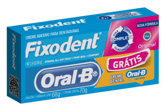 KIT FIXODENT ORIGINAL 68G GR�TIS CREME DENTAL ORAL-B 70G