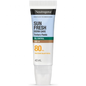 PROTETOR NEUTROGENA SUN FRESH DERM CARE OIL CONTROL FLUIDO FPS80 COR 3.0 40ML