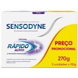 KIT CREME DENTAL SENSODYNE RPIDO ALVIO 3 UNIDADES 90G