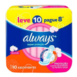 ABSORVENTE ALWAYS SUPER PROTEO SUAVE COM ABAS LEVE 10 PAGUE 8