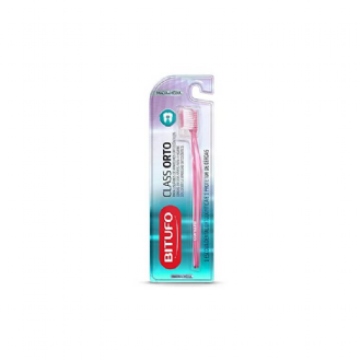 ESCOVA DE DENTE ORTOD�NTICA BITUFO CLASS ORTO MACIA M�DIA + PROTETOR DE CERDAS