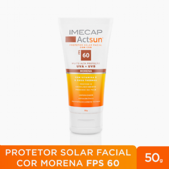 PROTETOR SOLAR FACIAL IMECAP PELE MORENA ACTSUN FPS60 COM 50G