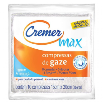COMPRESSA GAZE CREMER EST�RIL 13 FIOS 10 UNIDADES COM 7.5X7.5CM