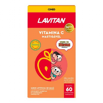 Suplemento Alimentar Lavitan Vitamina C 500mg Turma da M�nica Sabor Ma�� 60 Comprimidos Mastig�veis