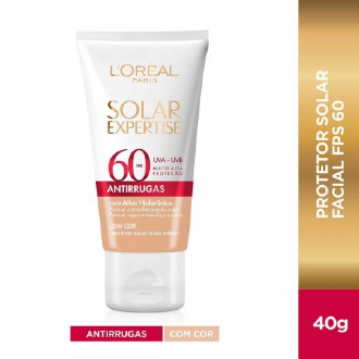 PROTETOR SOLAR FACIAL COM COR LOREAL EXPERTISE ANTIRRUGAS FPS60 40GR
