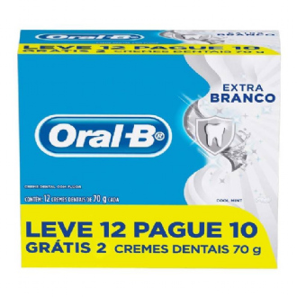 KIT CREME DENTAL ORAL B EXTRA BRANCO 12 UNIDADES 70G