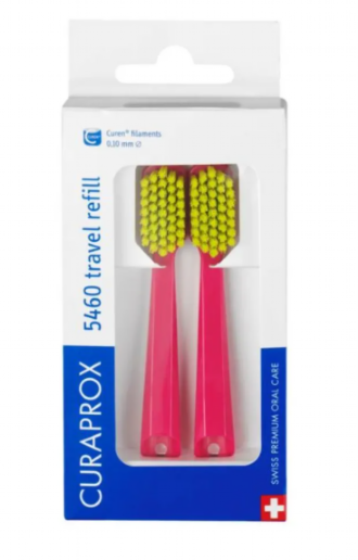 KIT ESCOVA DE DENTE CURAPROX 5460 TRAVEL SET REFIL CORES SORTIDAS - 2 UNIDADES