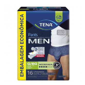 ROUPA �NTIMA MASCULINA TENA PANTS MEN G/EG 16 UNIDADES