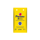 PRESERVATIVO TEEN PRESERV LUBRIFICADO COM �LEO DE SILCONE - 3 UNIDADES