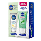 KIT NIVEA ROTINA DE AUTOCUIDADO FACIAL PROTETOR SOLAR FPS 70 40ML + SABONETE EM GEL 150G