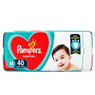 Fralda Descart�vel Infantil Pampers Supersec M Pacote Com 40 Unidades