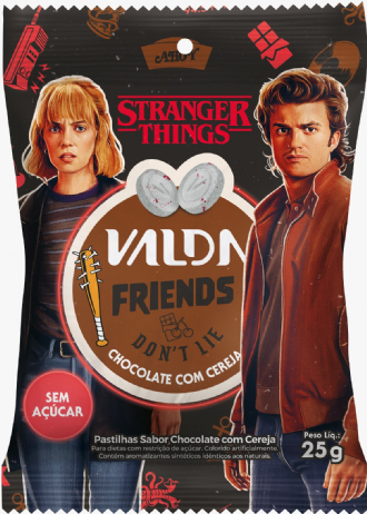 VALDA FRIENDS SACHE CHOCOLATE COM CEREJA STRANGER THINGS 25G