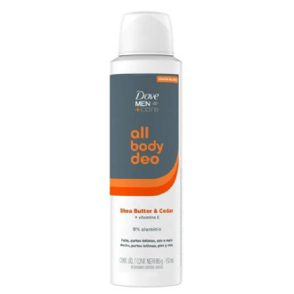 DESODORANTE DOVE AEROSOL MEN ALL BODY DEO SHEA BUTTER E CEDAR 150ML