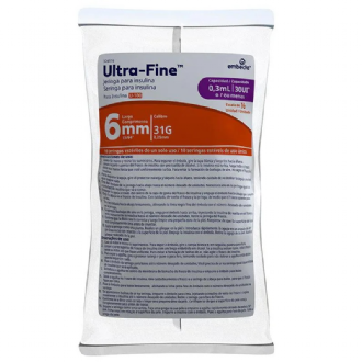 Seringa de Insulina BD Ultra-Fine 6mm 30UI com 10 unidades