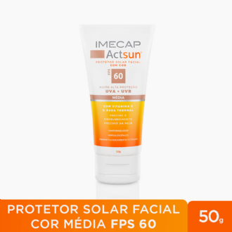 PROTETOR SOLAR FACIAL IMECAP PELE MDIA ACTSUN FPS60 COM 50G
