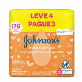 Len�os Umedecidos Johnsons Baby Limpeza e Suavidade 176 Unidades