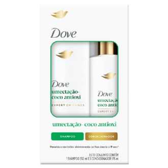 KIT SHAMPOO 350ML + CONDICIONADOR 175ML DOVE UMECTAO + COCO ANTIOXI