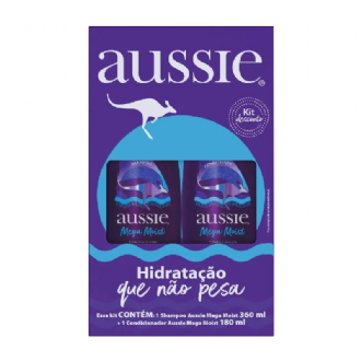 KIT SHAMPOO AUSSIE 360ML + CONDICIONADOR 180ML MEGA MOIST