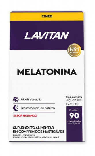 Suplemento Alimentar Lavitan Melatonina Morango com 90 Comprimidos