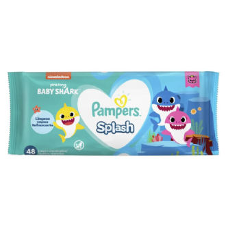 LEN�O UMEDECIDO BABY SHARK PAMPERS SEMPRE LIMPO PACOTE 48 UNIDADES