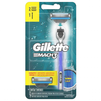 KIT 1 APARELHO RECARREGVEL + 2 CARGAS PARA BARBEAR GILLETTE MACH3