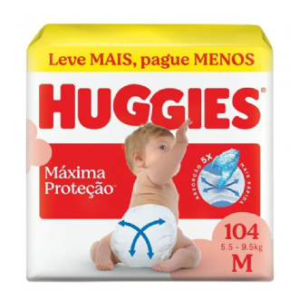 FRALDA HUGGIES MAXIMA PROTE��O M 104UN