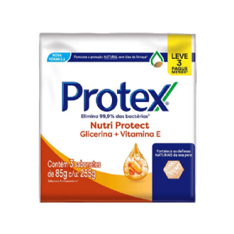 Sabonete Barra Antibacteriano Protex Nutri Protect Glicerina + Vitamina 255g 3 Unidades