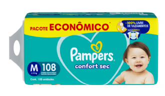 FRALDA PAMPERS CONFORT SEC M 108UN
