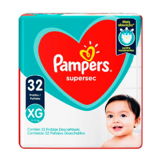 Fralda Descart�vel Infantil Pampers Supersec XG Pacote 32 Unidades