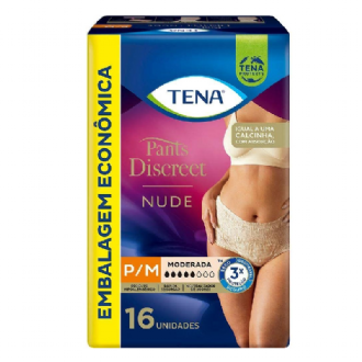 ROUPA �NTIMA FEMININA TENA PANTS DISCREET NUDE P/M 16 UNIDADES