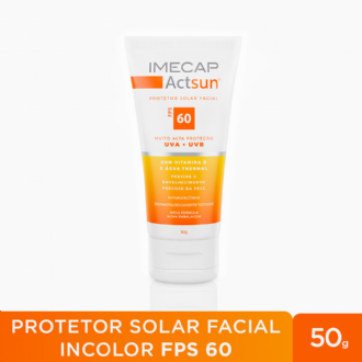 PROTETOR SOLAR FACIAL IMECAP SEM COR ACTSUN FPS60 COM 50G