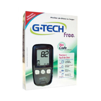 Medidor de Glicose G-Tech Free No Code com 10 tiras + 10 lancetas + 1 lancetador
