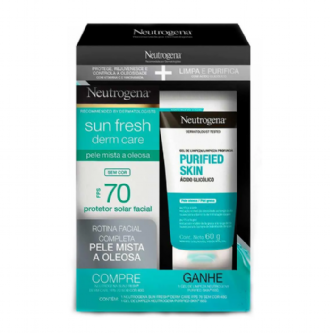 KIT PROTETOR SOLAR FACIAL FPS 70 NEUTROGENA SUN FRESH DERM CARE 40G + GEL DE LIMPEZA PURIFIED SKIN 60G