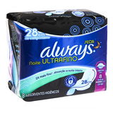 ABSORVENTE ALWAYS ULTRAFINO GEL NOTURNO MALHA SECA COM ABAS 8 UNIDADES